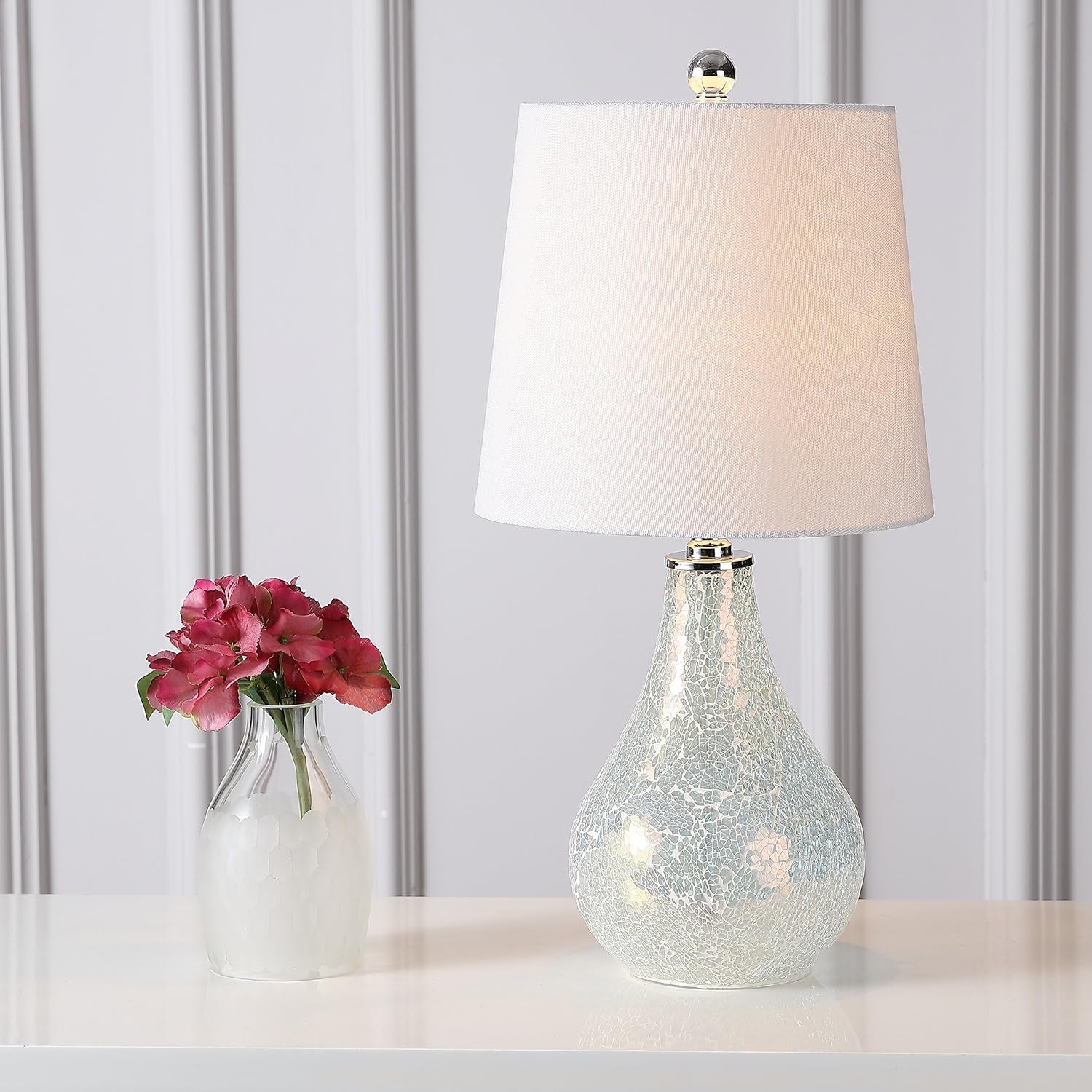 JYL1024B Mona 20.5" Mini LED Table Lamp, Modern, Contemporary, Elegant, Office, Living Room, Family Room, Dining Room, Bedroom, Hallway, Foyer, Mosaic White