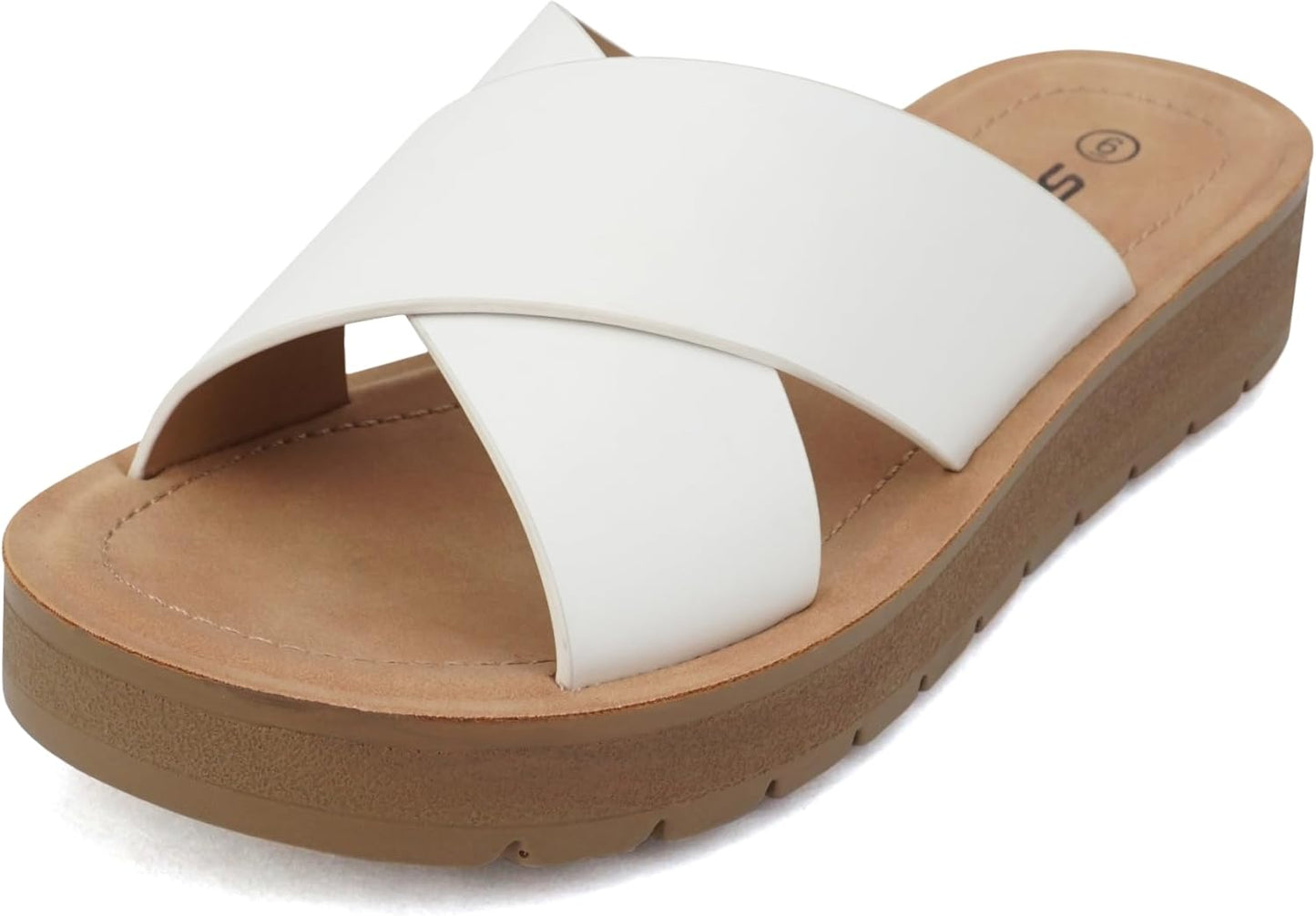 LUCY ~ Women Open Toe Flatform Platform Crisscross Band Upper Fashion Slide Sandals