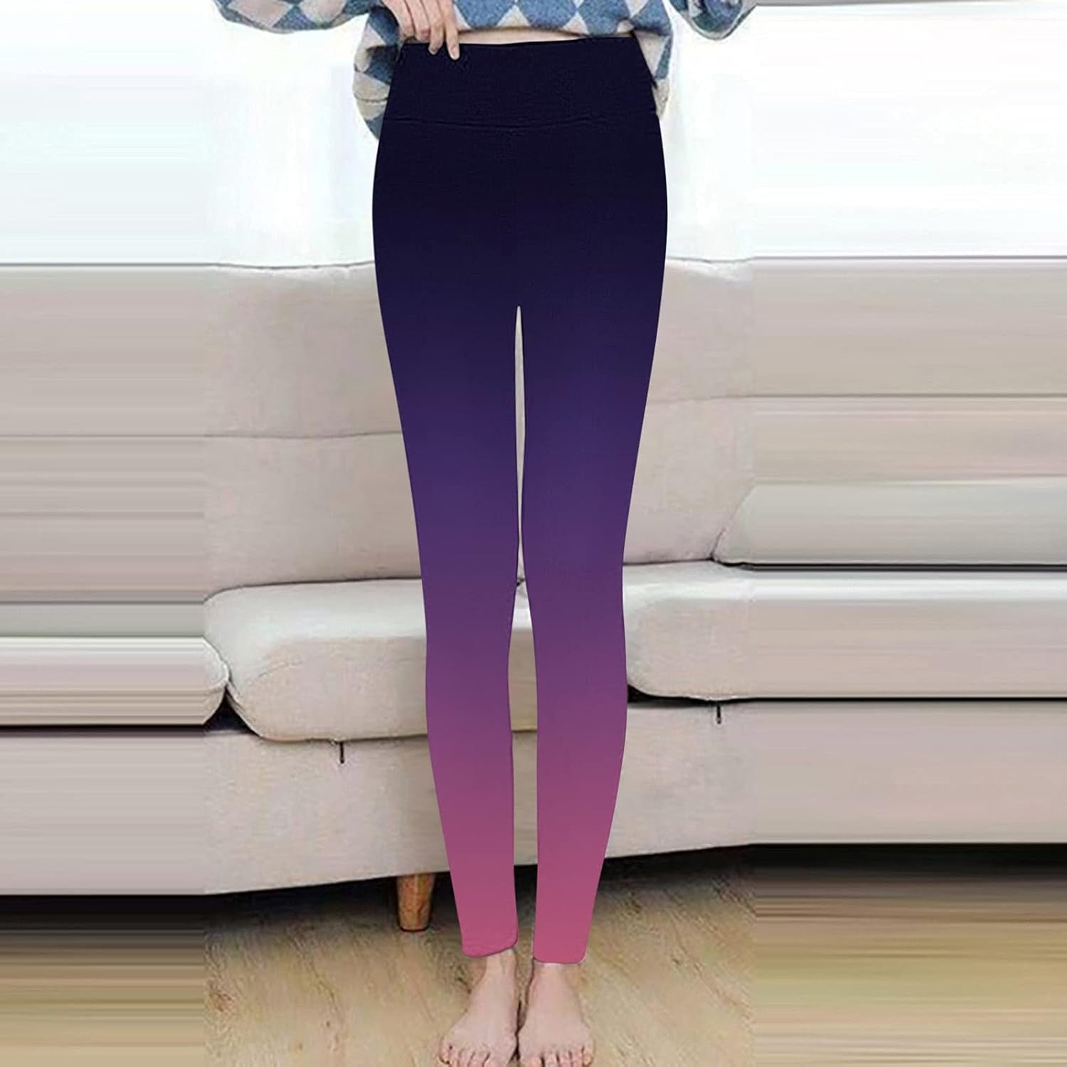 Fleece Lined Leggings Women, Christmas Elastic All-Match Warm Slim Long Boot Pants Leggings Running Sport Pants Purple, XXL