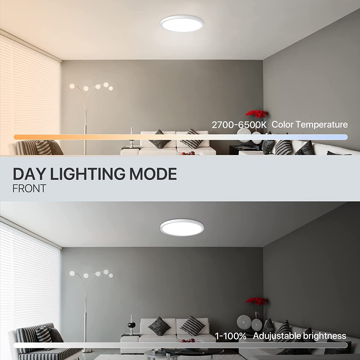 Lampara LED De Techo 24W 2.4 Wifi Cambio Color Luz Para Cuarto Sala 12 Pulgadas