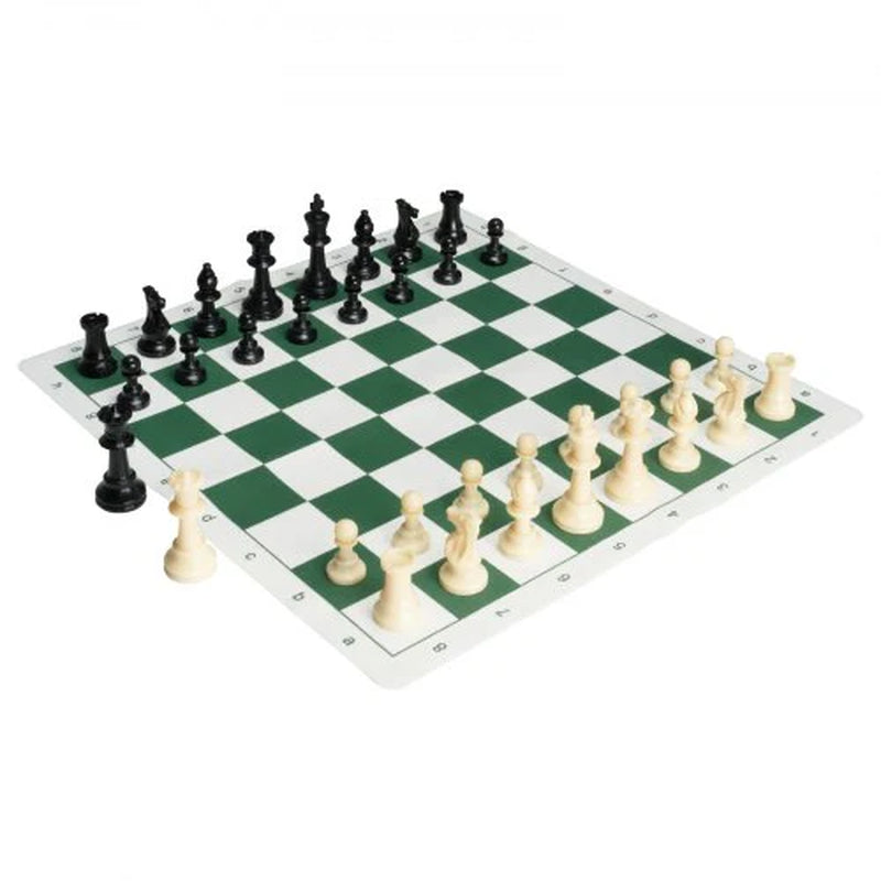 VEVOR Tournament Chess Set, 20 Inch Roll-Up Beginner Chess Board, Foldable Silicone Chess Game with Plastic Weighted Chess Pieces & Storage Bag, Portable Travel Chess Board Gift for Adult Kid Family