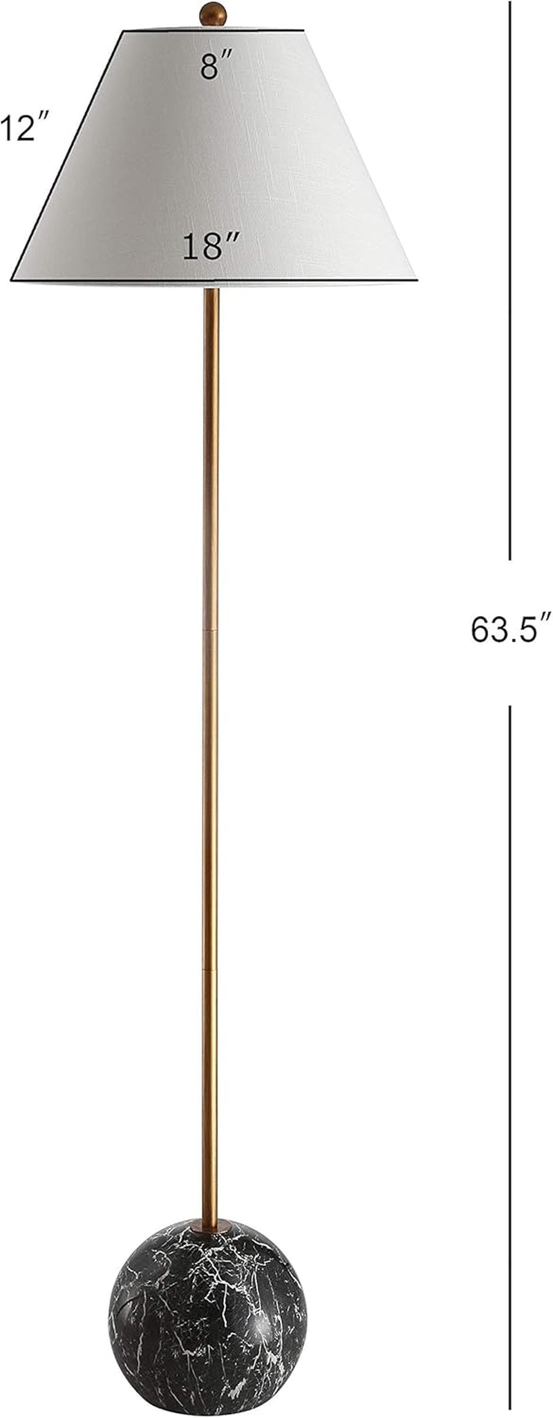 JYL3068A Miami 63.5" Minimalist Resin/Metal LED Floor Lamp Modern,Contemporary for Bedrooms, Living Room, Office, Reading, Gold/Black