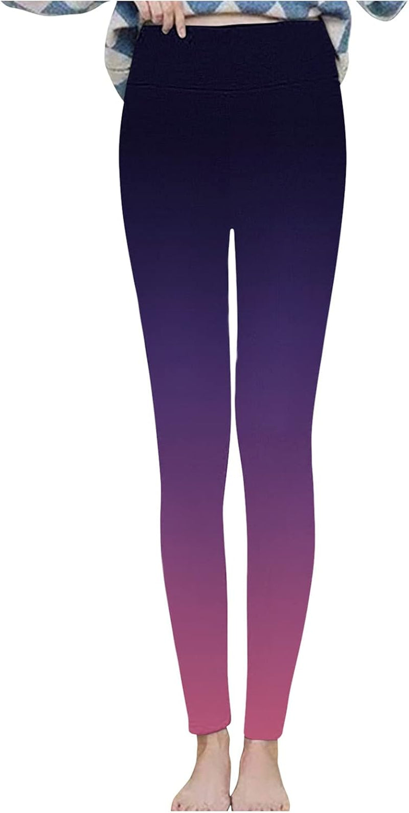 Fleece Lined Leggings Women, Christmas Elastic All-Match Warm Slim Long Boot Pants Leggings Running Sport Pants Purple, XXL