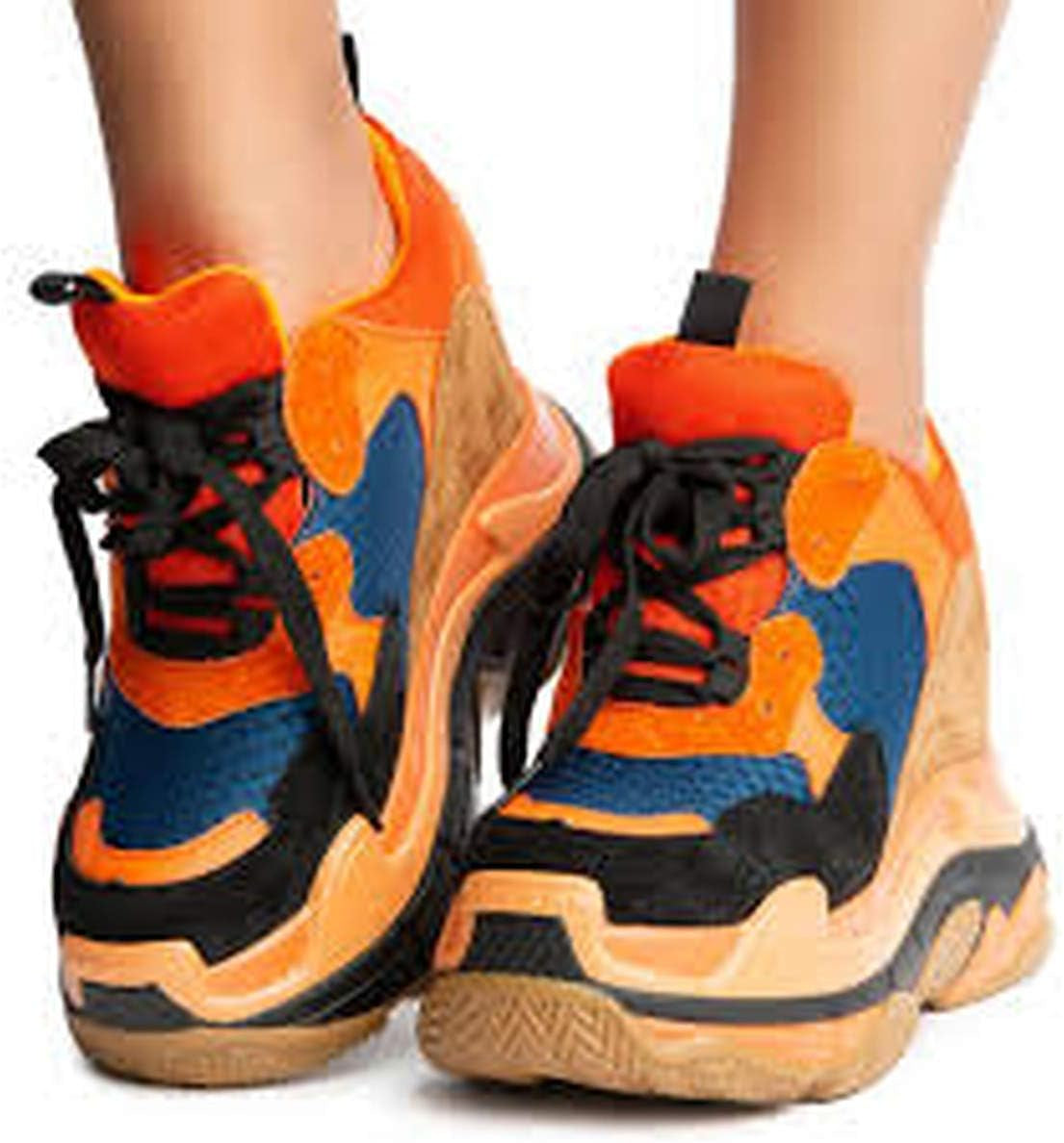 Women'S Platform Wedge Lace up Chunky Sporty Sneakers