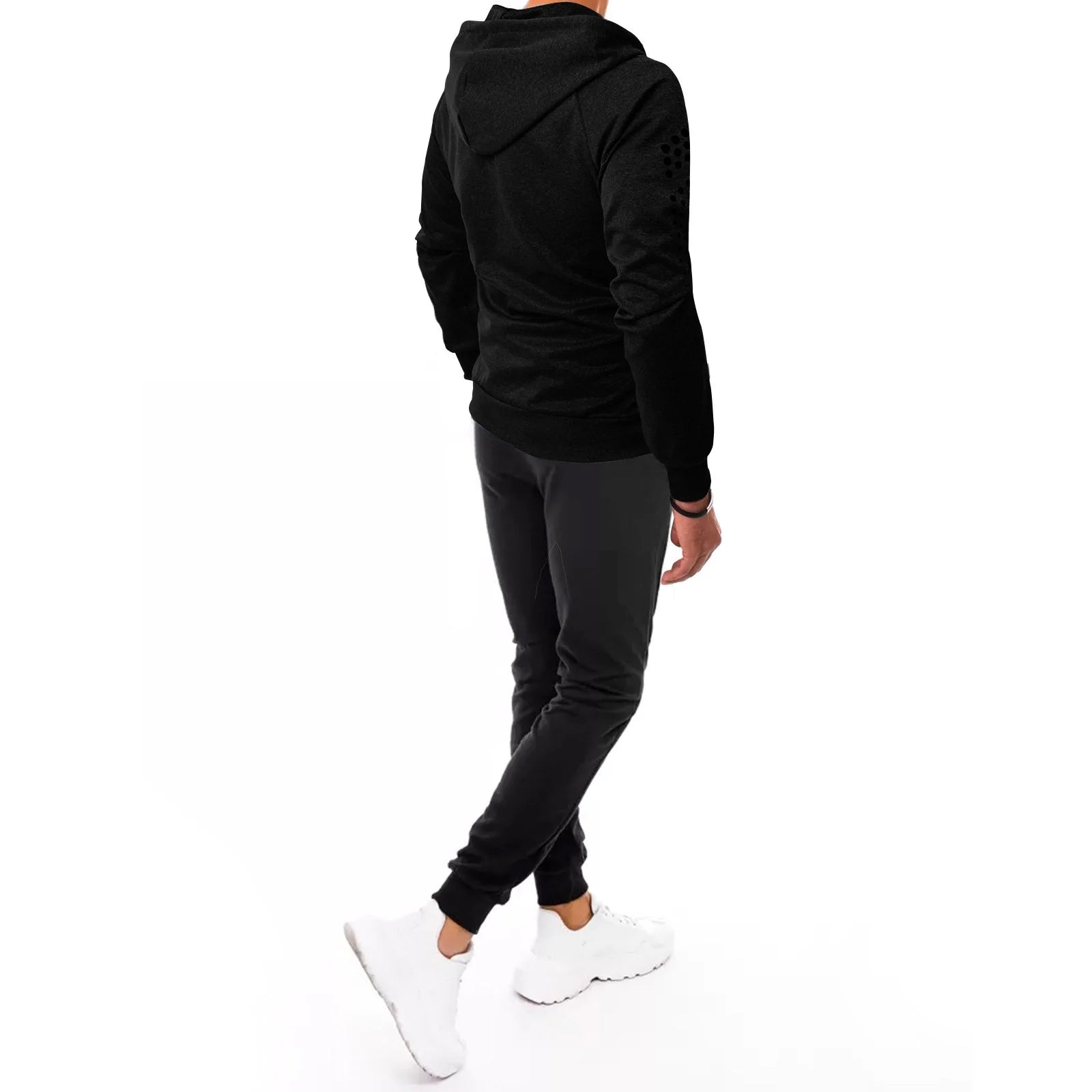 Men'S Tracksuit Soft Hooded Jogging Sweatsuits Full-Zip Pullover Coats 2 Pieces Sports Outfits Set Sportsuits