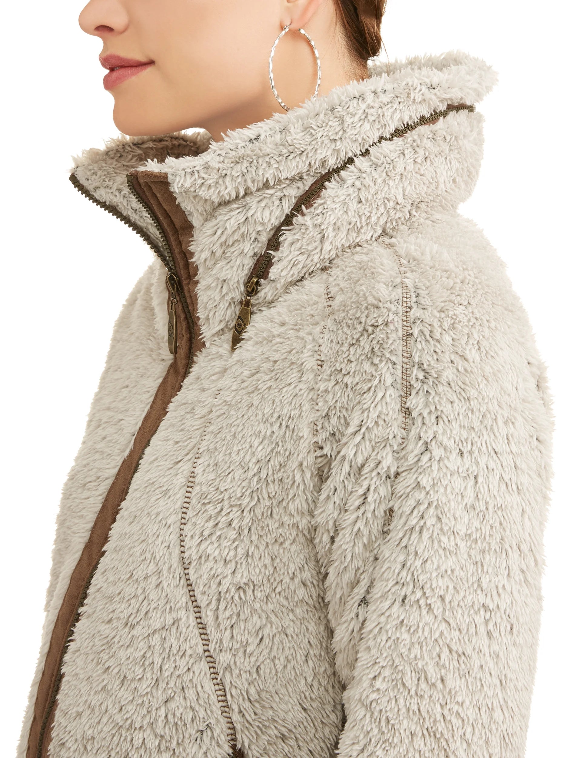 Women'S Fluffy Fleece Full Zip Jacket