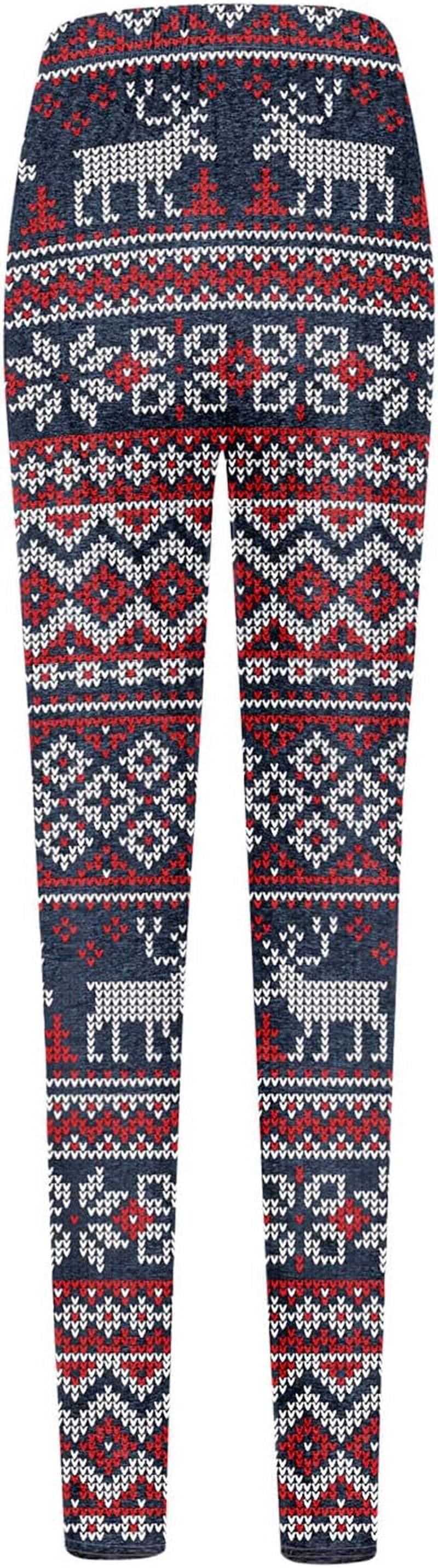 Fleece Lined Leggings Women, Christmas Elastic All-Match Warm Slim Long Boot Pants Leggings Running Sport Pants Dark Blue, S