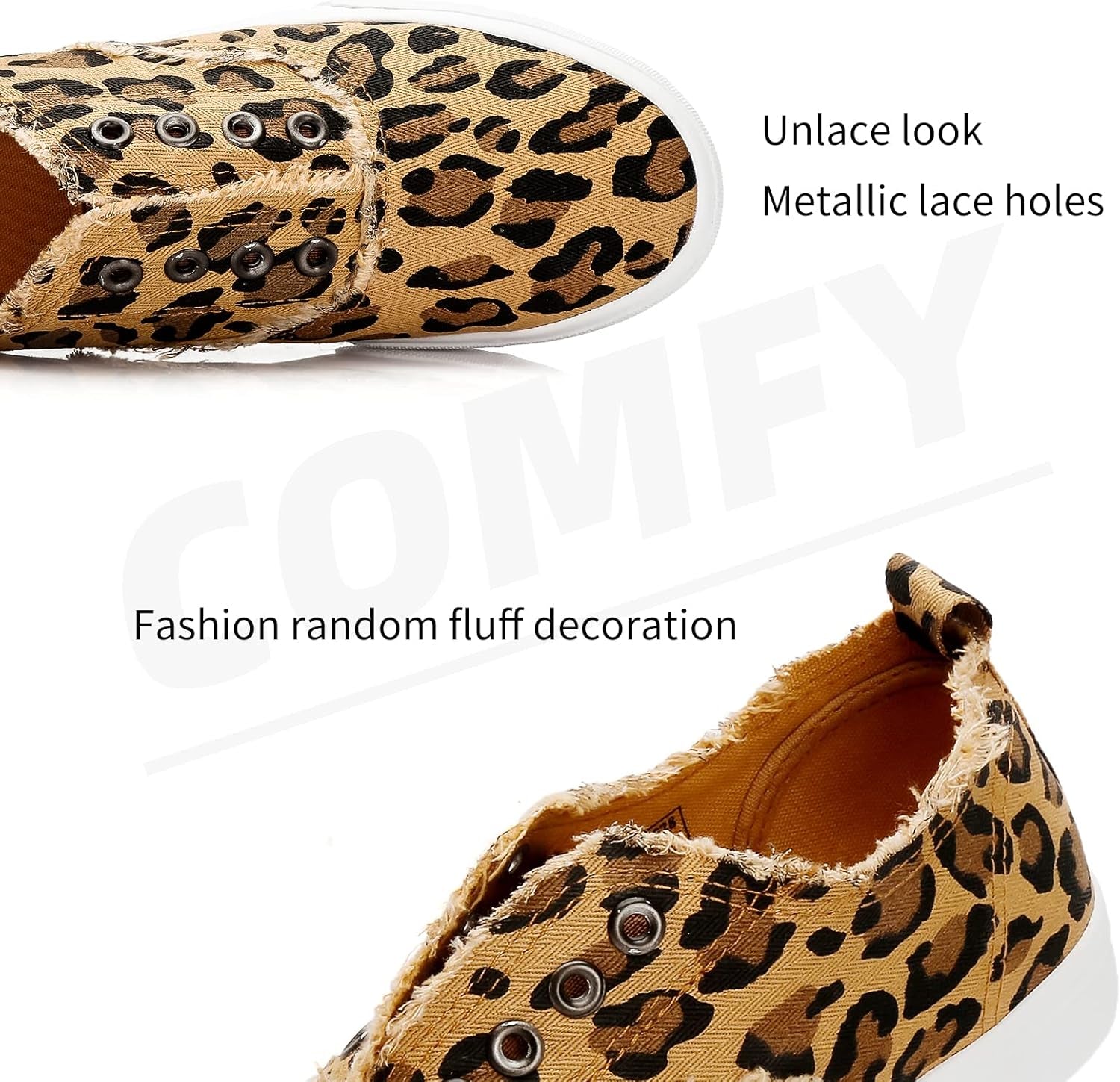 Women’S Slip on Sneakers Canvas Shoes Fashion Play Sneaker Casual Walking Shoes(Leopard, US9)