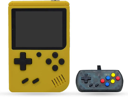 Retro FC Handheld Game Console，Retro Game Console Support 8 Bit FC Game, Built-In 500 Games,Portable Game Console 3.0 Inch Screen Supports TV Output Good Present for Kids Boy (Yellow)