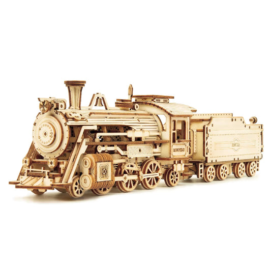 Rokr 3D Puzzle Movable Steam Train,Car,Jeep Assembly Toy Gift for Children Adult Wooden Model Building Block Kits