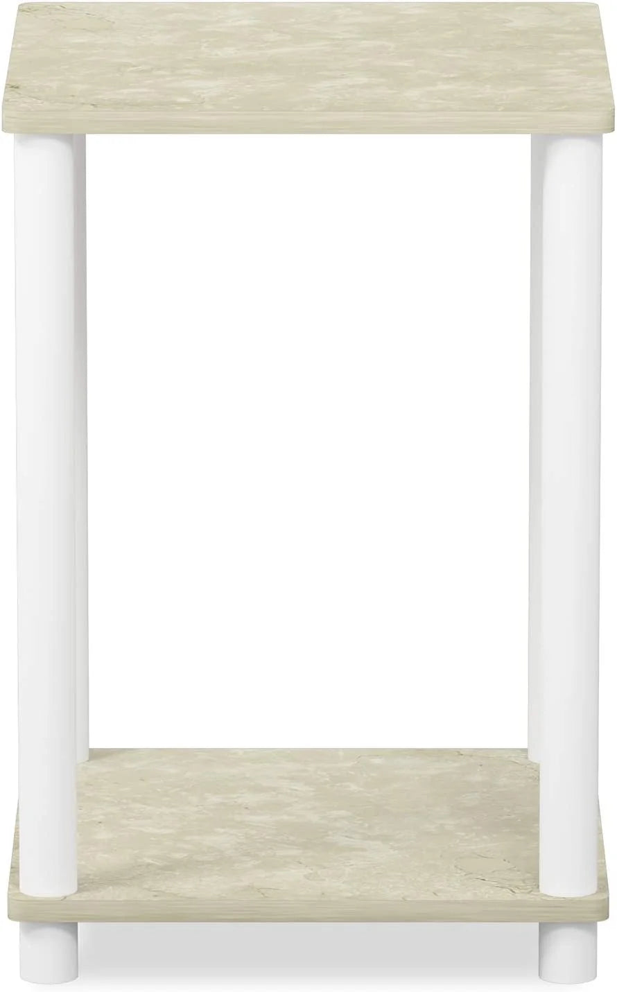 Turn-N-Tube Haydn End Table, Cream Faux Marble/White