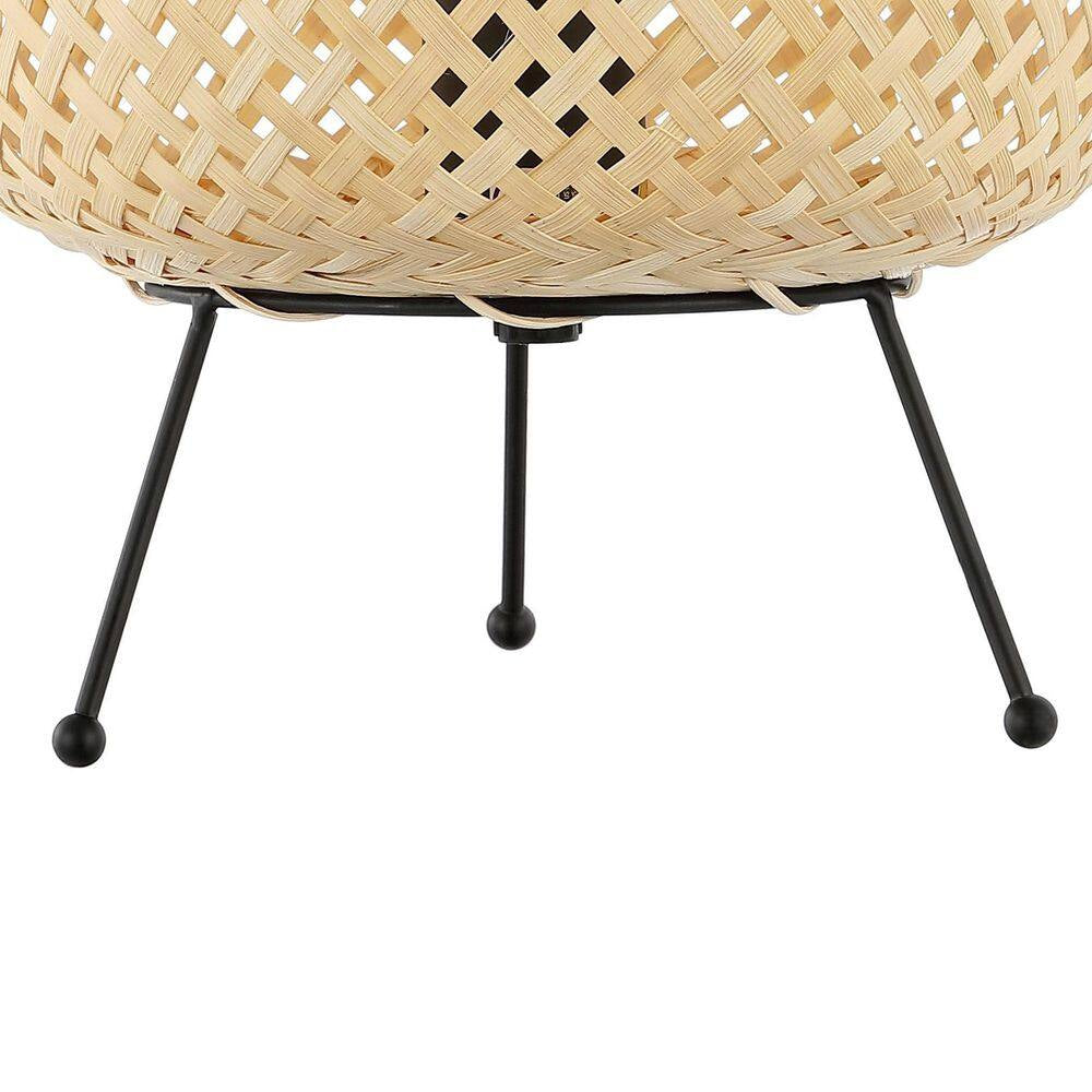 Palma 10 .75 In. Light Brown/Black Bohemian Rustic Iron/Rattan LED Mini Table Lamp with Smart Bulb
