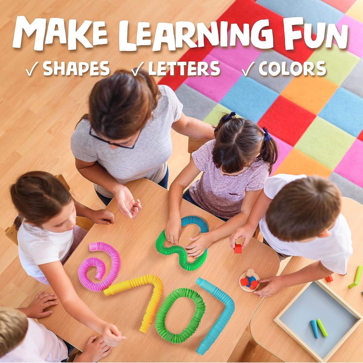 Pop Tubes - Sensory Toys - Toddler Toys - Imaginative Play & Stimulating Creative Learning - Hours of Fun for Kids - Tons of Ways to Play - Non-Mouthable Toy 3+ - 8 Pack Large