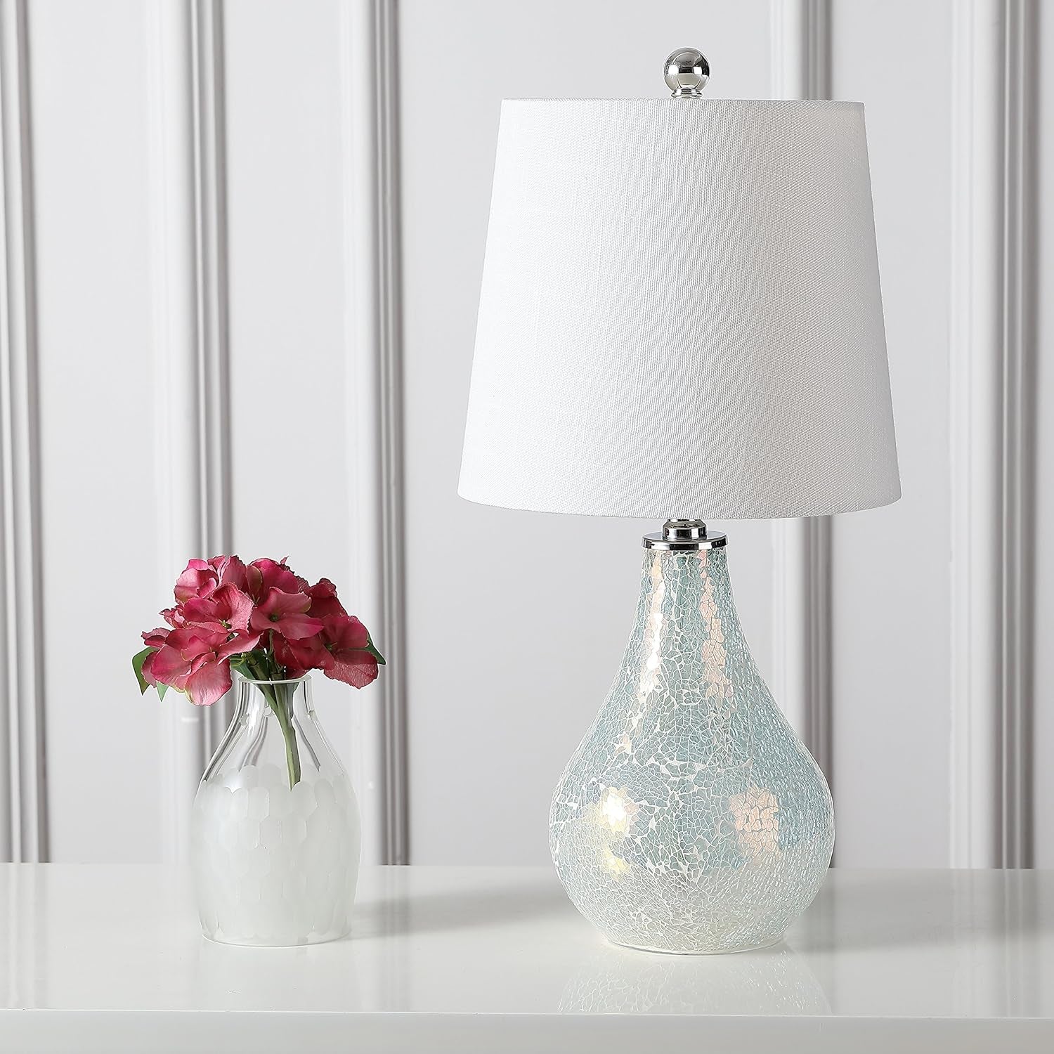 JYL1024B Mona 20.5" Mini LED Table Lamp, Modern, Contemporary, Elegant, Office, Living Room, Family Room, Dining Room, Bedroom, Hallway, Foyer, Mosaic White