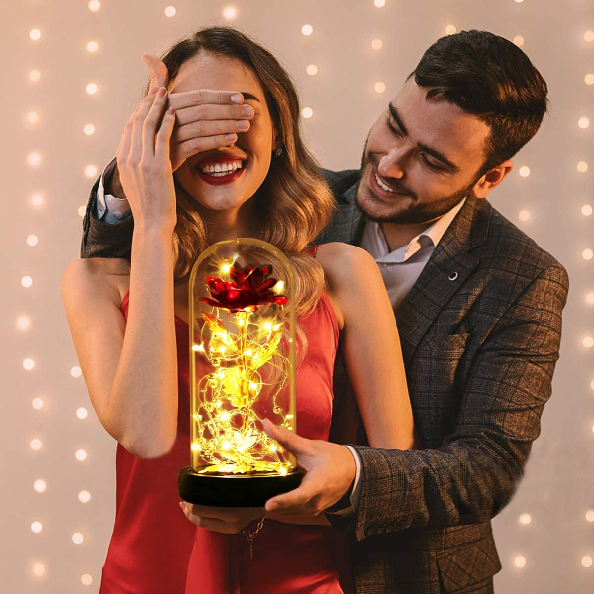 Mothers Day Rose Gifts for Women,Birthday Gifts for Women,Eternal Rose in Glass Dome with LED Lights, Beauty and the Beast Gift for Her, Forever Valentine.